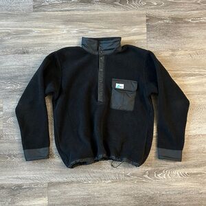 MEC Black Zip-Up Fleece Sweater with Snap Placket